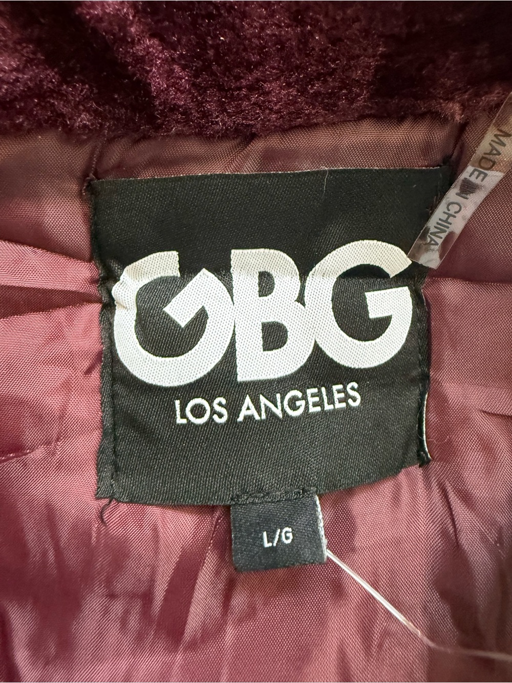 Label inside women's jacket